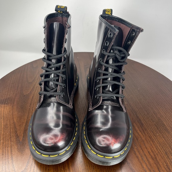 Dr. Martens Womens Boot 6 Arcadia Red Cherry Black Leather Lace Up Combat 1460 - Picture 3 of 16